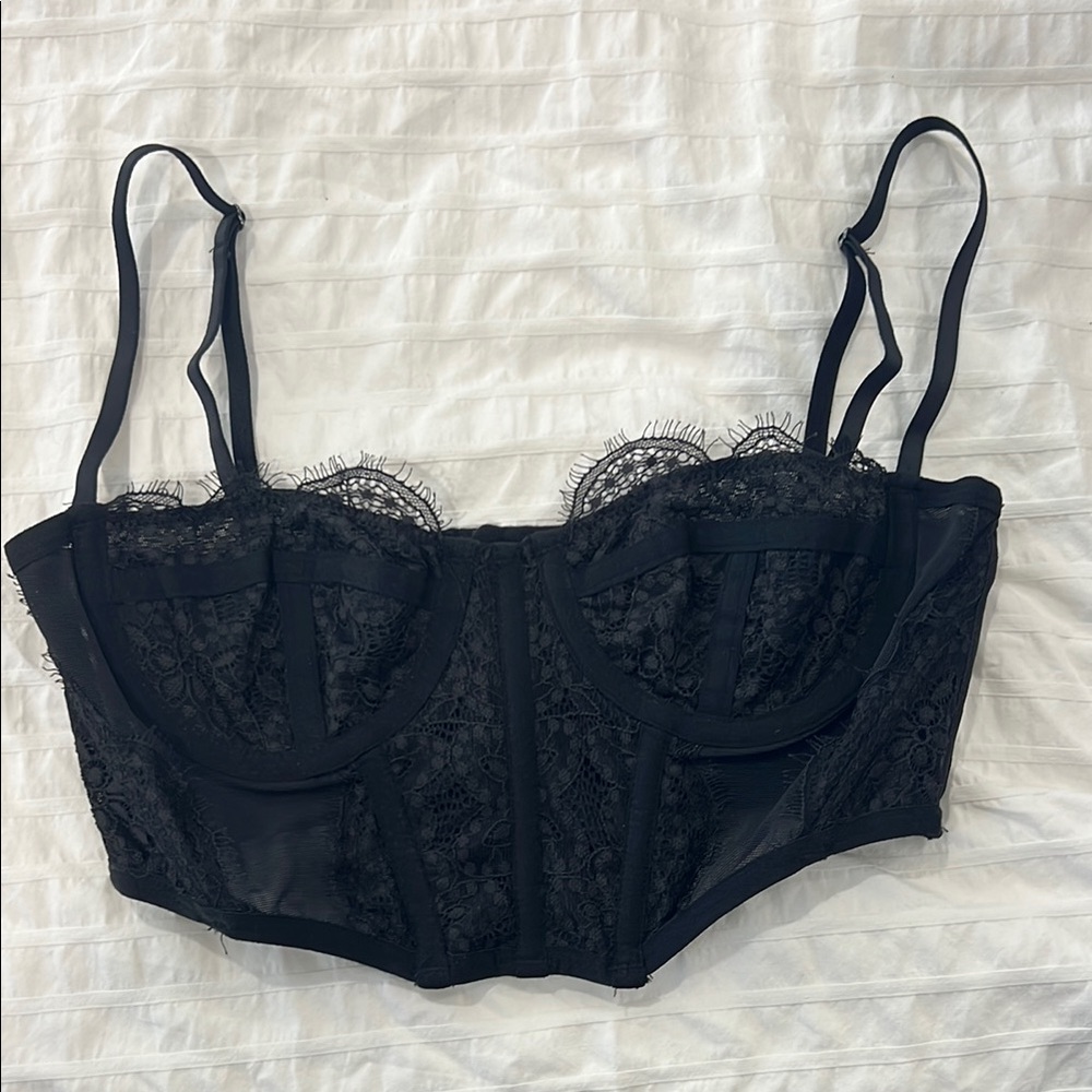 Elegant Black Lace Bustier